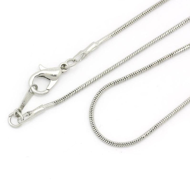 5 Silver Tone Copper Snake Chain Necklace with Lobster Claw Clasp for Jewelry Making, 24" long fch0383