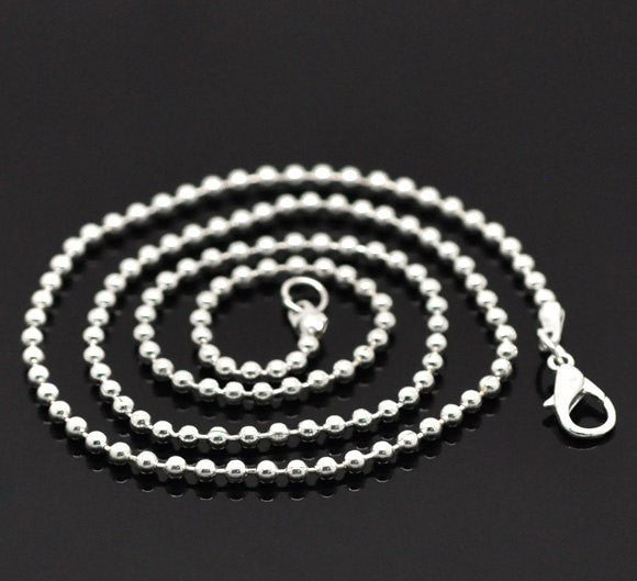 12 Silver Plated BALL CHAIN Necklaces, lobster clasp, 30" long 2.4mm, FCH0388