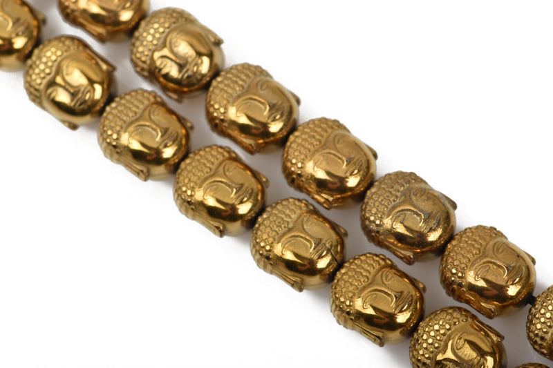 10 DARK GOLD Hematite BUDDHA Beads, Titanium Coated Hematite Gemstone Beads, 10x8mm,  ghe0111