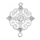 5 SILVER PLATED Brass Filigree, Rhinestone Connector Links, Charms, Pendants, Findings, 34x27mm, chs2328