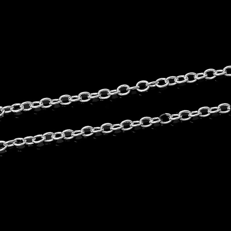 Thin Silver Plated Cable Link Chain 10 meters (30 feet), Fine Chain, 2.1mm x 1.6mm fch0392