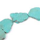 TURQUOISE BLUE HOWLITE Slab Shape Gemstone Beads, magnesite, about 1-1/2" to 1-3/4" full strand, about 10-11 beads, how0468