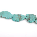 TURQUOISE BLUE HOWLITE Slab Shape Gemstone Beads, magnesite, about 1-1/2" to 1-3/4" full strand, about 10-11 beads, how0468