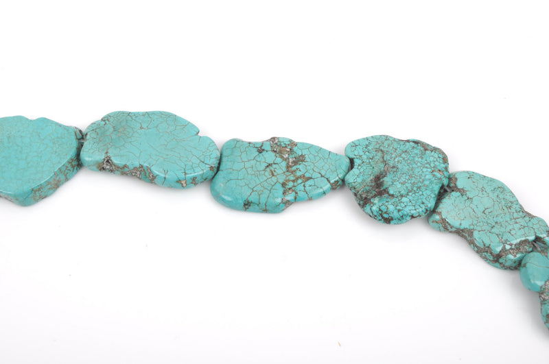 TURQUOISE BLUE HOWLITE Slab Shape Gemstone Beads, magnesite, about 3/4" to 1-1/8" full strand, about 16-18beads, how0536