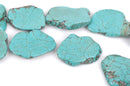 TURQUOISE BLUE HOWLITE Slab Shape Gemstone Beads, magnesite, about 1" to 1-1/2" full strand, about 12-13 beads, how0469