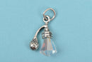 PERFUME BOTTLE Sterling Silver Charm Pendant, with Swarovski Crystal, Perfume Atomizer Charm,  pms0399