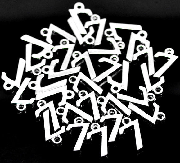 6 Silver Plated Number 7 (seven) Charms, 16mm tall, about 5/8" chs2422
