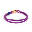 2 PURPLE Leather Bracelet Cord Blanks, Polyurethane Leather, gold trim, 19.5cm long, 7.5" long cor0097