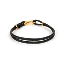 2 BLACK Leather Bracelet Cord Blanks, Polyurethane Leather, gold trim, 19.5cm long, 7.5" long cor0099