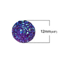 10 Round Resin PURPLE RAINBOW Glitter DRUZY Cabochons, faux druzy, 12mm  cab0447