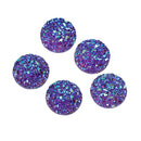 10 Round Resin PURPLE RAINBOW Glitter DRUZY Cabochons, faux druzy, 12mm  cab0447