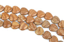12mm Brown Lace Agate Puffed HEART Beads, full strand, about 33 beads, gag0250