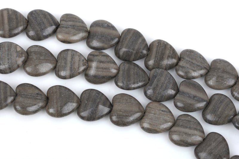 12mm Zebra Agate Puffed HEART Beads, full strand, about 33 beads, gag0252