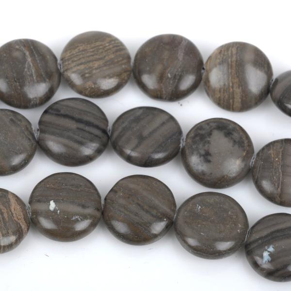 12mm Zebra Agate COIN Beads, full strand, about 33 beads, gag0253