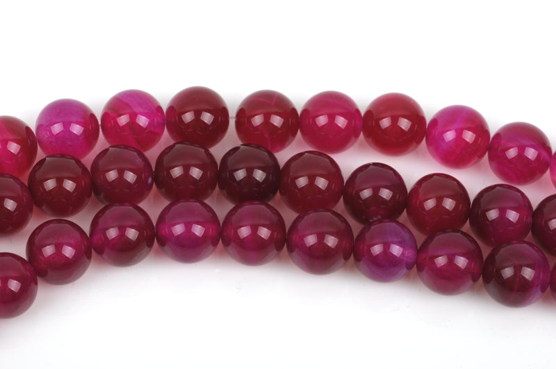 12mm FUCHSIA AGATE Round Beads, Hot Pink Agate Gemstone Beads, full strand, about 33 beads, gag0259