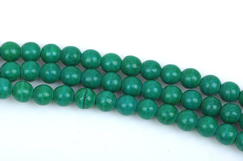 6mm Howlite Stone Beads ROUND Ball, Malachite Green, full strand, how0473