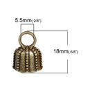 10 Bronze End Caps for Kumihimo Jewelry, Leather Cord End Connectors, Bails, Bead Caps, Fits 10mm x 6mm cord, fin0562