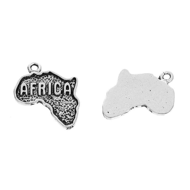 10 AFRICA Charms, Africa Pendants, map charms, 24x19mm, chs2425