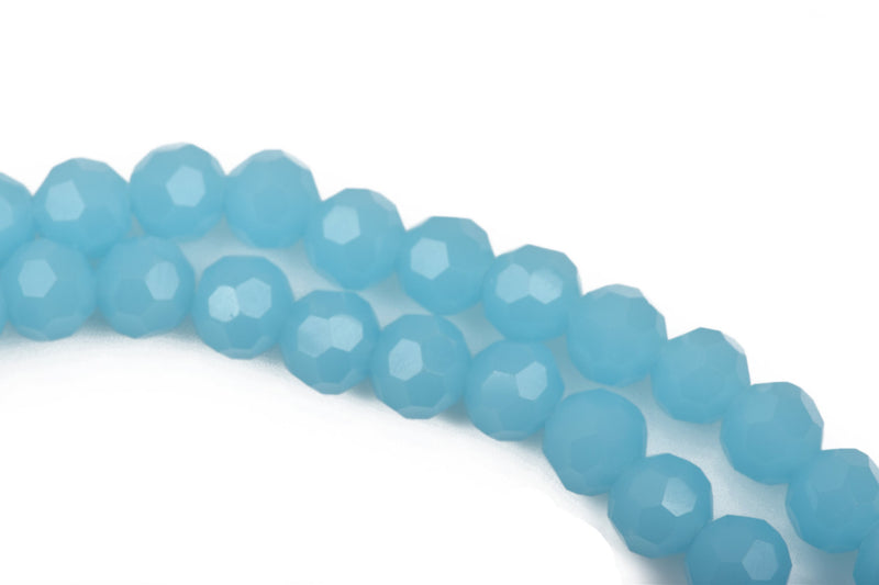 6mm Round Crystal Beads, Faceted SKY BLUE OPAL Glass Crystal Beads, 100 beads, bgl1412