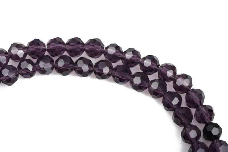 6mm Round Crystal Beads, Faceted PURPLE AMETHYST Glass Crystal Beads, 100 beads, bgl1411