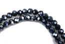 6mm Round Crystal Beads, Faceted GREY METALLIC Glass Crystal Beads, 72 beads, bgl1416
