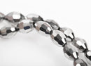 6mm Oval Rice Crystal Beads, Faceted SILVER METALLIC Plated Glass Crystal Beads, 72 beads, bgl1433