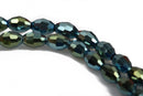6mm Oval Rice Crystal Beads, Faceted PEACOCK GREEN METALLIC Plated Glass Crystal Beads, 72 beads, bgl1432