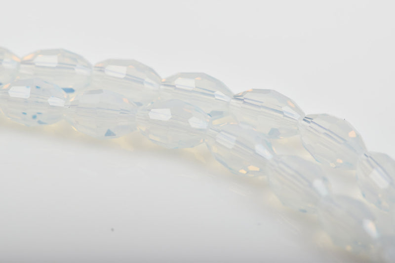 6mm Oval Rice Crystal Beads, Faceted Translucent WHITE OPAL Glass Crystal Beads, 72 beads, bgl1429