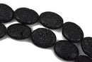 20x15mm BLACK LAVA Oval Beads, perfume diffuser beads, essential oil beads, lava stone beads, full strand, about 20 beads, glv0016