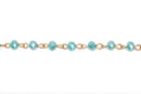 13 feet (4.33 yards) spool TURQUOISE BLUE AB Crystal Rondelle Rosary Chain, gold, 6mm faceted rondelle glass beads, fch0445b