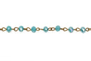 13 feet (4.33 yards) spool TURQUOISE BLUE AB Crystal Rondelle Rosary Chain, bronze, 6mm faceted rondelle glass beads, fch0446b