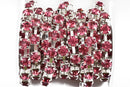 1 yard ( 3 feet ) Rhinestone Cup Chain, large 8mm rhinestones, bright silver base metal and PINK glass crystals fch0447