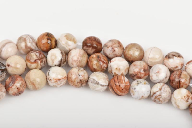 8mm CARAMEL AGATE Round Gemstone Beads, natural, brown, tan, white, rust, grey, full strand, about 45 beads, gag0265