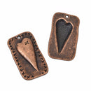 10 MENDED HEART Charm Pendants, copper metal, broken heart charms, rustic mending heart, 27x15mm, chc0049