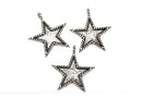 4 STAR Bezel Charm Pendants, antiqued silver metal, recessed bezel, 33x30mm, chs2430