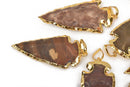 1 AGATE Gemstone ARROWHEAD Gemstone Pendant, Hammered Gold Plated Bezel, 2" to 2.5" long cgm0052