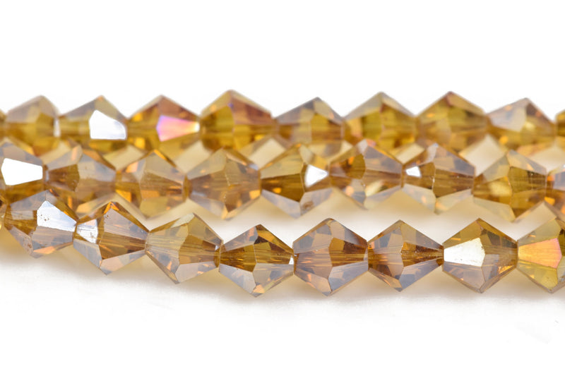 8mm Light Topaz AB Bicone Glass Crystal Beads, Transparent Faceted Beads, about 35 beads, bgl1459