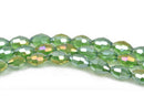 8mm Oval Rice Crystal Beads, Faceted GREEN AB Transparent Glass Crystal Beads, 72 beads, bgl1456