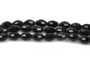 8mm Oval Rice Crystal Beads, Faceted JET BLACK Opaque Glass Crystal Beads, 72 beads, bgl1454