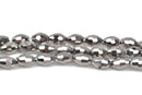 8mm Oval Rice Crystal Beads, Faceted METALLIC SILVER Opaque Glass Crystal Beads, 72 beads, bgl1448