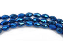 8mm Oval Rice Crystal Beads, Faceted METALLIC BLUE Opaque Glass Crystal Beads, 72 beads, bgl1453