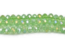 8mm Rondelle Crystal Beads, Faceted PERIDOT GREEN AB Transparent Glass Crystal Beads, 72 beads, bgl1478