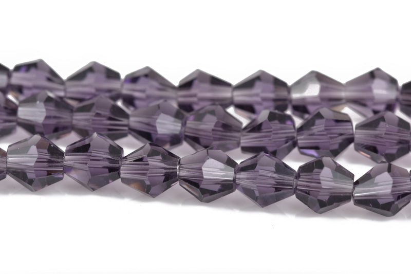 6mm AMETHYST PURPLE Bicone Glass Crystal Beads, Transparent Faceted Beads, 50 beads, bgl1495