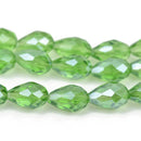 12mm Teardrop Crystal Beads, Faceted PERIDOT GREEN Transparent Glass Crystal Beads, 30 beads, bgl1462