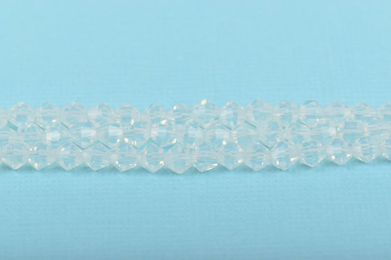 4mm WHITE OPAL Bicone Glass Crystal Beads, Translucent Faceted Beads, about 120 beads, bgl1488