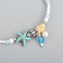 Beaded Beach Anklet Starfish and Seashell jlr0197