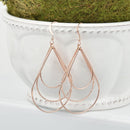 Rose Gold Dangle Teardrop Earrings Rose Gold Filled Hoop Earrings Drop Earrings JLR0203