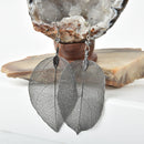 Black Leaf Earrings Sterling Silver Real Leaf Earrings Drop Earrings JLR0206