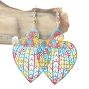 Rainbow Heart Earrings Gold Filled Filigree Earrings Drop Earrings JLR0208
