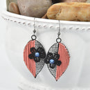Black Leaf Earrings Filigree Earrings CORAL PINK Sterling Silver Jlr0218